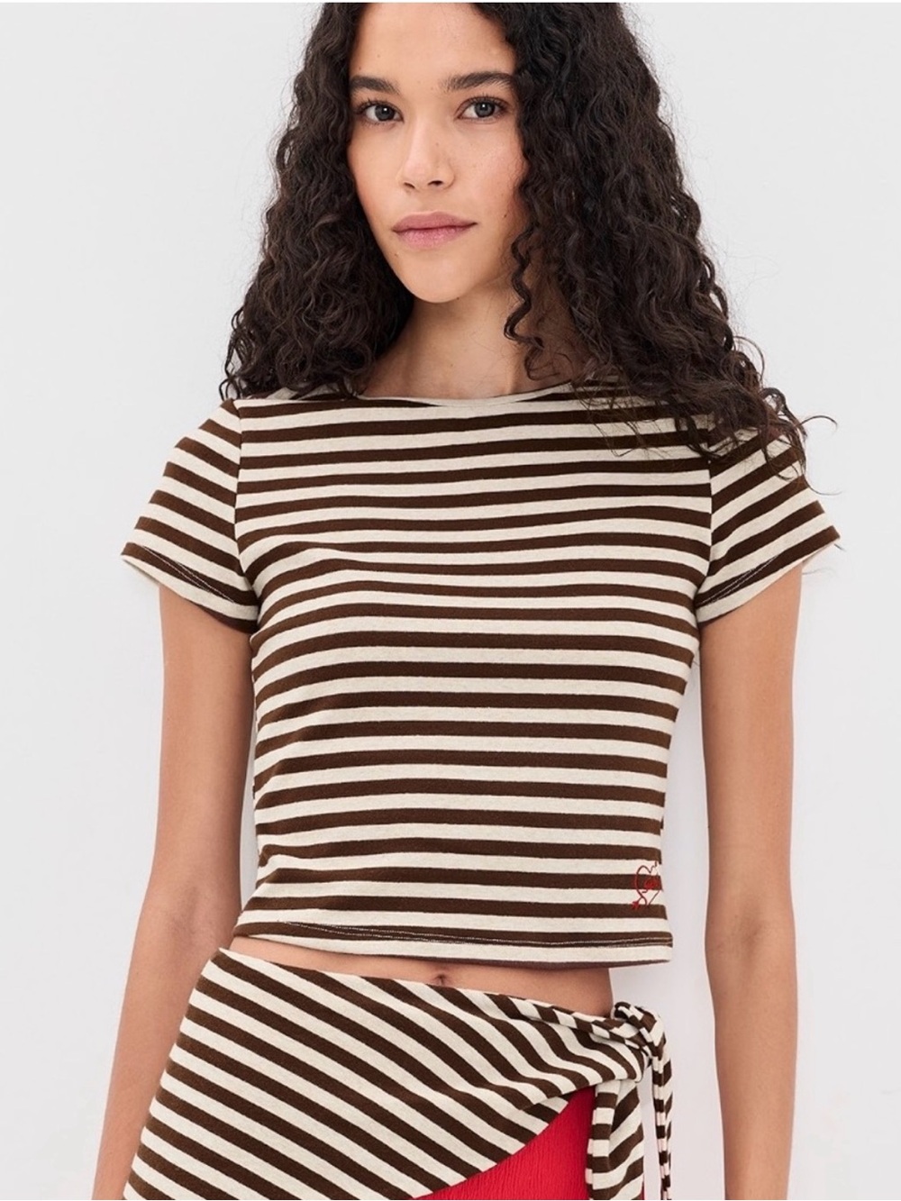 Lisa Says Gah Jude Baby Tee Stripe Brown